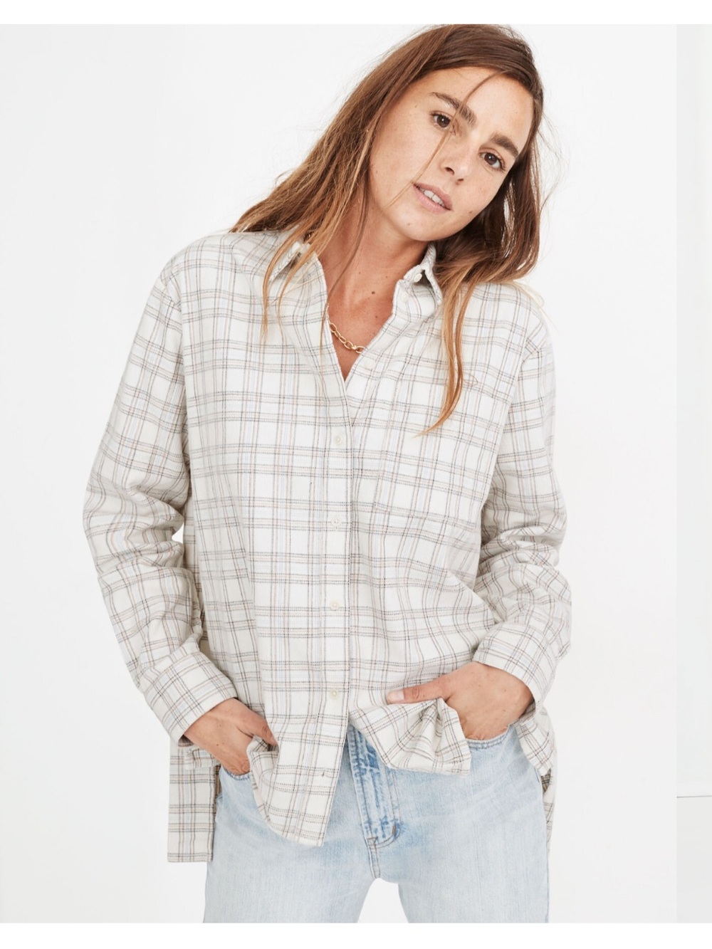 Madewell Corduroy Oversized Ex-Boyfriend Shirt in Lombard Plaid